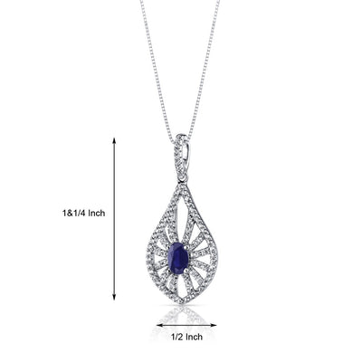 14K White Gold Created Sapphire Chandelier Pendant 0.50 Carats
