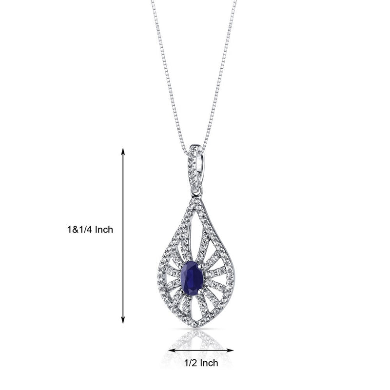14K White Gold Created Sapphire Chandelier Pendant 0.50 Carats