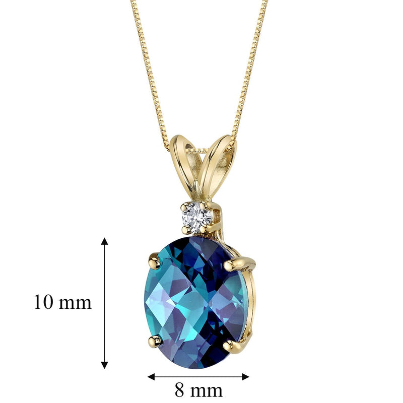 Alexandrite and Diamond Pendant Necklace 14K Yellow Gold 3.25 Carats Oval