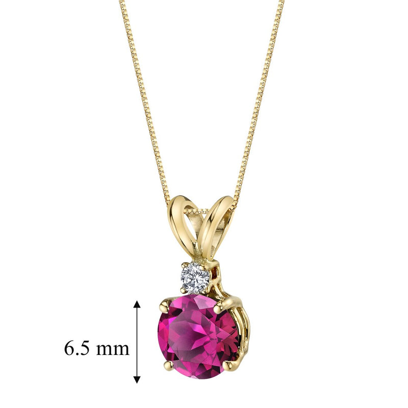 Ruby and Diamond Pendant Necklace 14K Yellow Gold 1.50 Carats Round