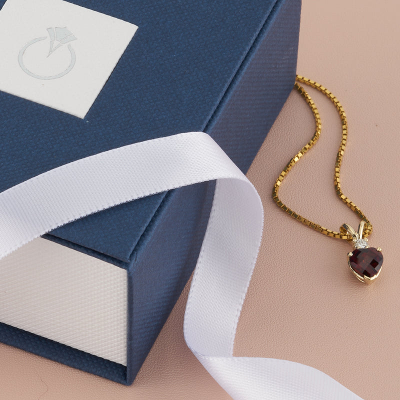 Heart Shape Garnet and Diamond Pendant Necklace 14K Yellow Gold 1.50 Carats