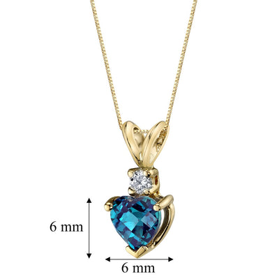 Alexandrite and Diamond Pendant Necklace 14K Yellow Gold 1 Carat Heart Shape