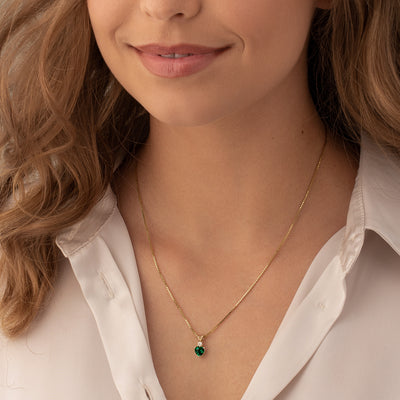 Heart Shape Emerald and Diamond Pendant Necklace 14K Yellow Gold 0.75 Carat