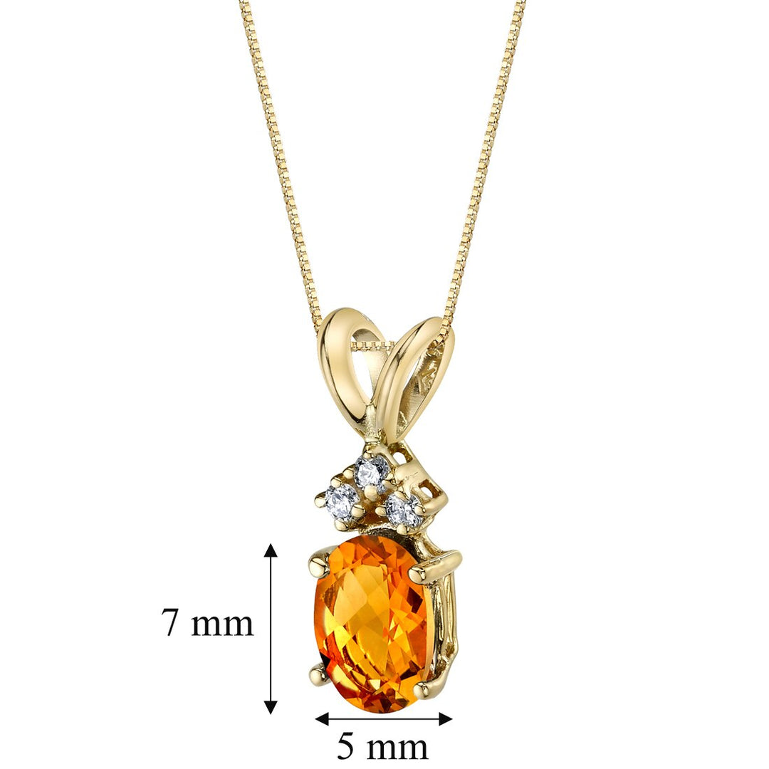 Citrine Diamond Pendant 14K Yellow Gold Oval Cut | P9662 | Peora Citrine Diamond Pendant 14K Yellow Gold Oval Cut | P9662 | Peora