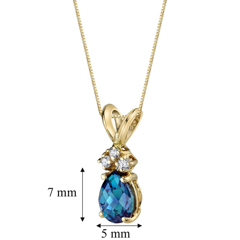 Pear Shape Alexandrite and Diamond Pendant Necklace 14K Yellow Gold 1 Carat