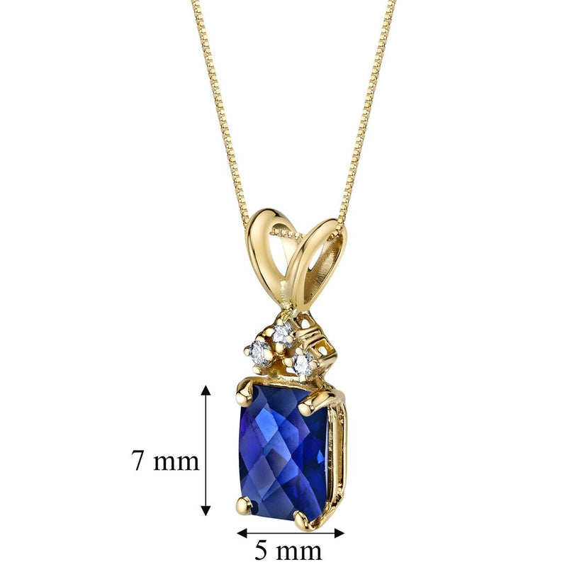 Blue Sapphire and Diamond Pendant Necklace 14K Yellow Gold 1.25 Carats Radiant Cut