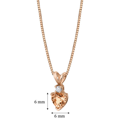 Morganite and Diamond Pendant Necklace 14K Yellow Gold 0.75 Carat Heart Shape