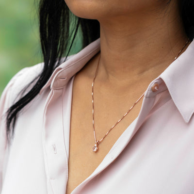 Morganite and Diamond Pendant Necklace 14K Yellow Gold 0.75 Carat Heart Shape