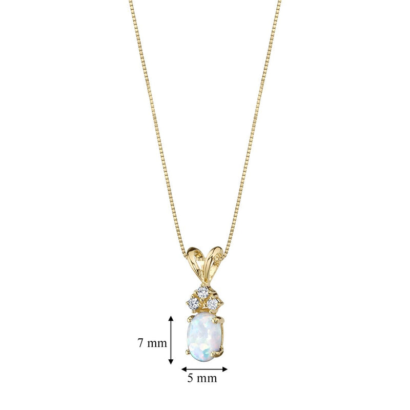 Opal and Diamond Pendant Necklace 14K Yellow Gold 0.50 Carat Oval