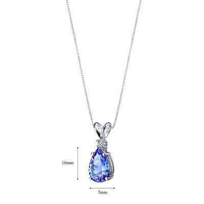 Tanzanite and Diamond Pendant Necklace 14K White Gold 2.25 Carats Pear Shape