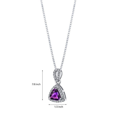 Amethyst Halo Pendant Necklace in 14k White Gold 1.50 Carats Trillion-Cut