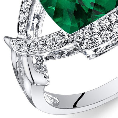 Emerald Ring 14 Karat White Gold Cushion Shape 3.75 Carats