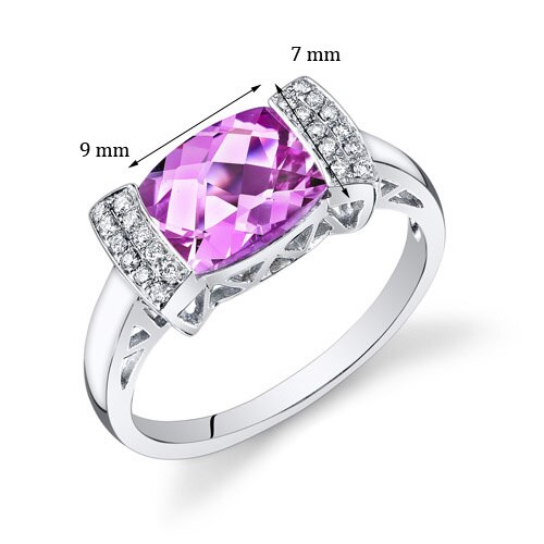 Pink Sapphire Ring 14 Karat White Gold Cushion Shape 2.85 Carat