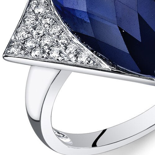 Blue Sapphire Ring 14 Karat White Gold Marquise Shape 7 Carats
