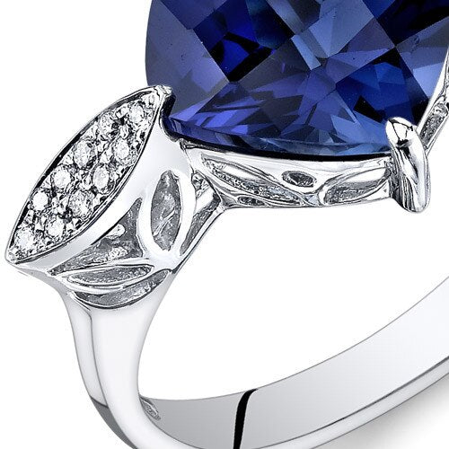 Blue Sapphire Ring 14 Karat White Gold Cushion Shape 4.15 Carat