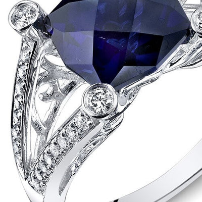 Blue Sapphire Ring 14 Karat White Gold Twilight Cut 3.9 Carats