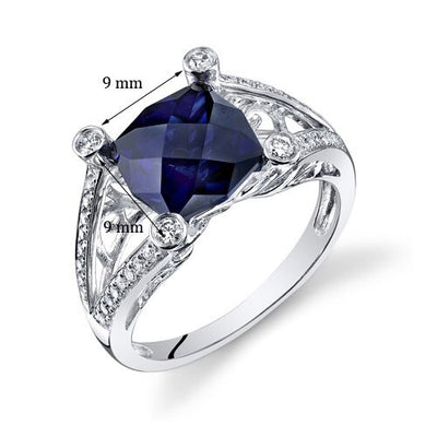 Blue Sapphire Ring 14 Karat White Gold Twilight Cut 3.9 Carats