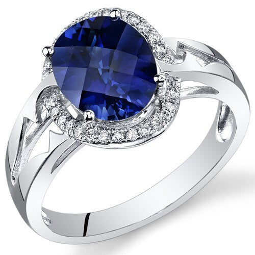 Blue Sapphire Ring 14 Karat White Gold Oval Shape 3.75 Carats