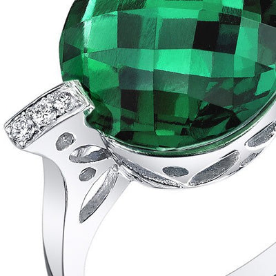 Emerald Ring 14 Karat White Gold Round Shape 4.3 Carats
