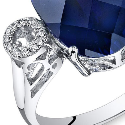 Blue Sapphire Ring 14 Karat White Gold Oval Shape 8.5 Carats
