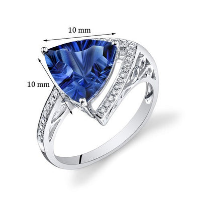 Blue Sapphire Ring 14 Karat White Gold Trillion 5 Carats