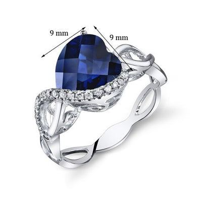 Blue Sapphire Ring 14 Karat White Gold Heart Shape 3.6 Carats