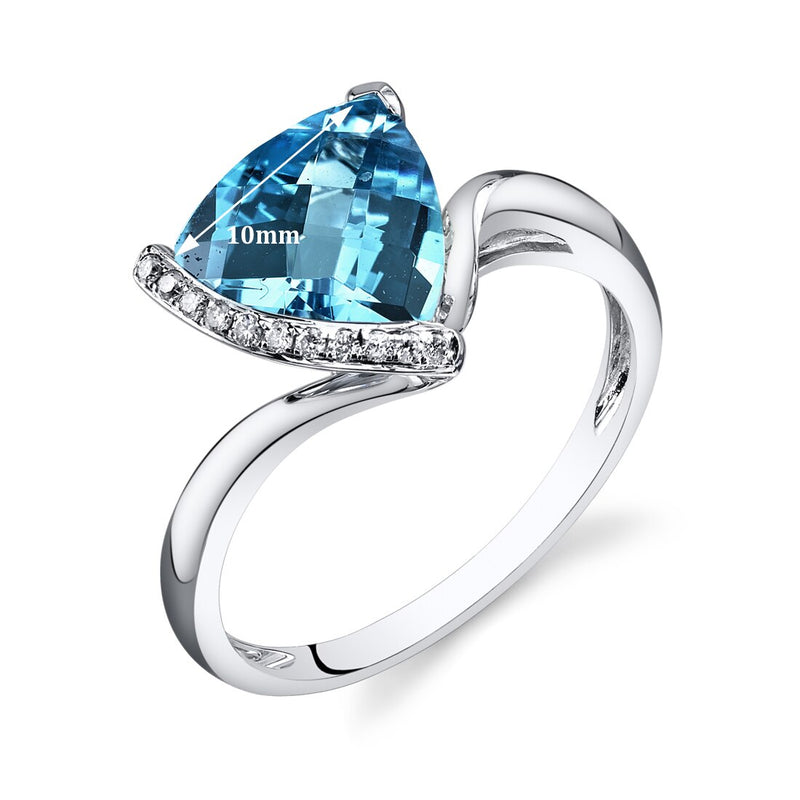 Swiss Blue Topaz Ring 14 Karat White Gold Trillion 2.8 Carats