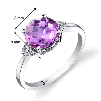 14K White Gold Created Pink Sapphire Diamond Ring 2.50 Carat Round Cut
