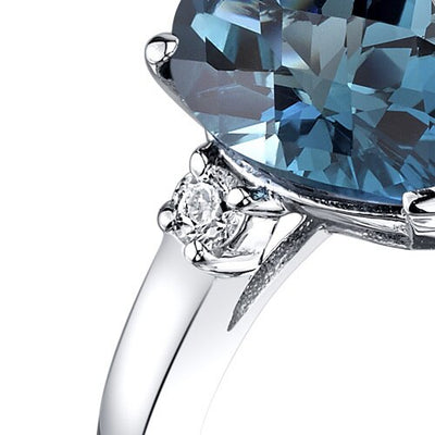 14K White Gold London Blue Topaz Diamond Tear Drop Ring 2.25 Carat