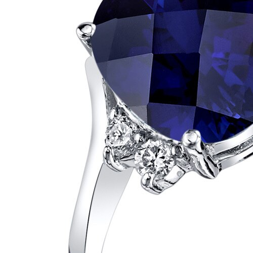 14K White Gold Created Blue Sapphire Diamond Bypass Ring 3.50 Carat