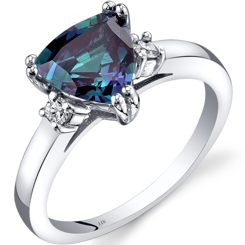 Alexandrite Diamond Ring 14K White Gold Trillion | R62364 | Peora