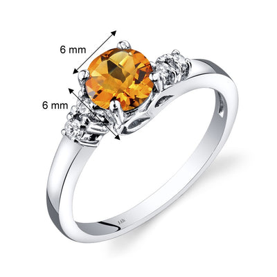 14K White Gold Citrine Diamond Solstice Ring