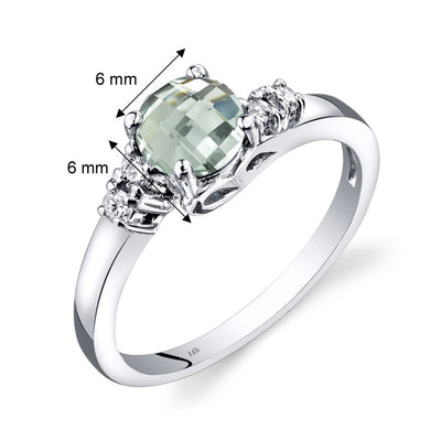 14K White Gold Green Amethyst Diamond Solstice Ring