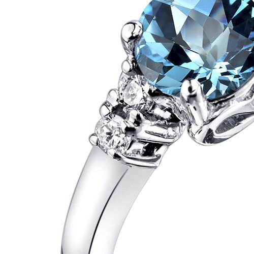 14K White Gold Swiss Blue Topaz Diamond Solstice Ring