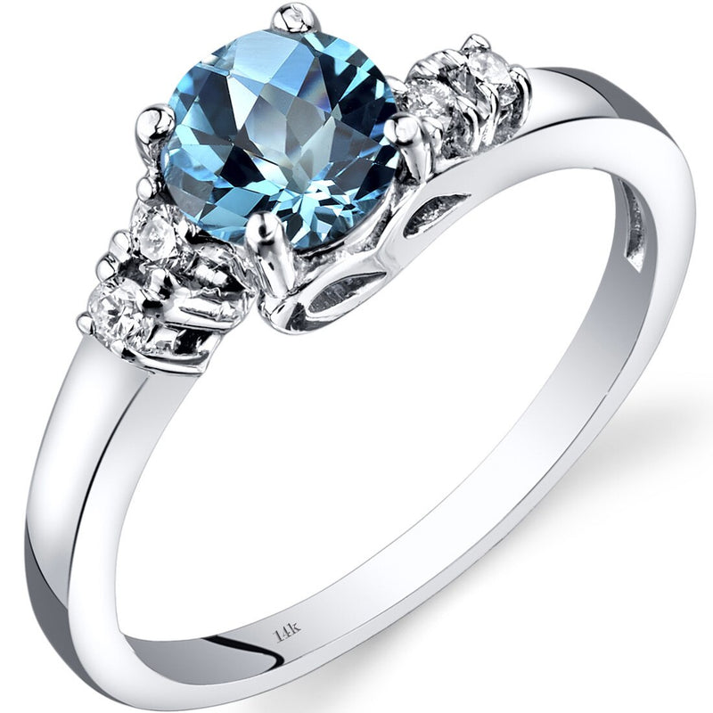 14K White Gold Swiss Blue Topaz Diamond Solstice Ring