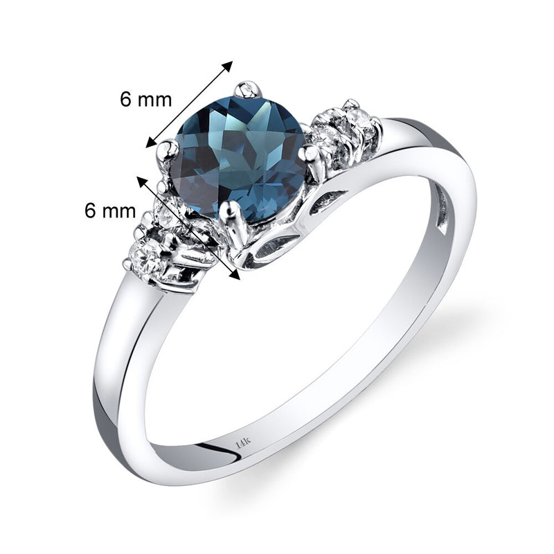 14K White Gold London Blue Topaz Diamond Solstice Ring