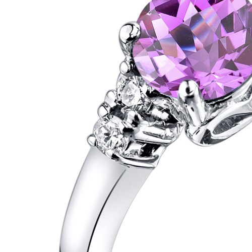 14K White Gold Created Pink Sapphire Diamond Solstice Ring