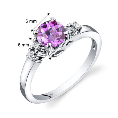 14K White Gold Created Pink Sapphire Diamond Solstice Ring