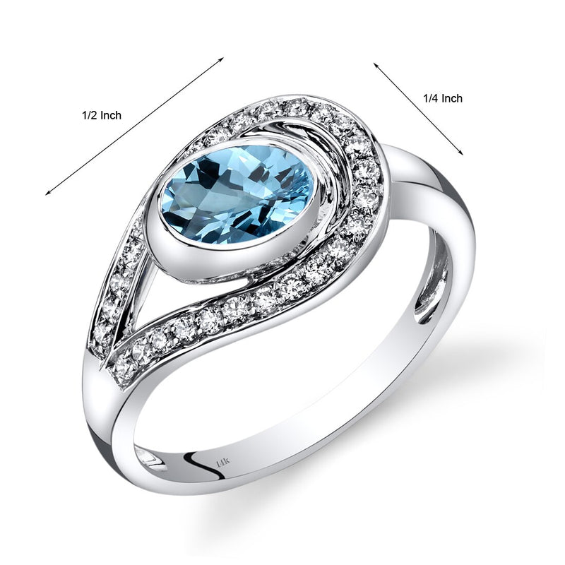 14K White Gold Swiss Blue Topaz Diamond Infinity Ring 1.22 Carats Total
