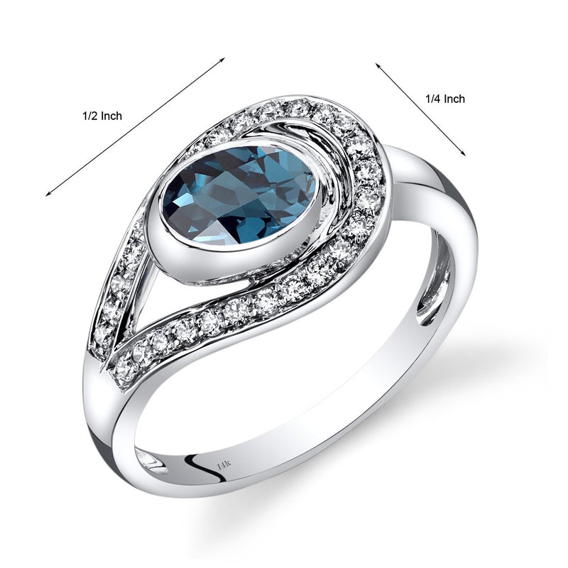 14K White Gold London Blue Topaz Diamond Infinity Ring 1.22 Carats Total