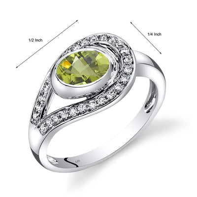 14K White Gold Peridot Diamond Infinity Ring 0.97 Carats Total