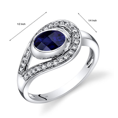 14K White Gold Created Blue Sapphire Diamond Infinity Ring 1.22 Carats Total