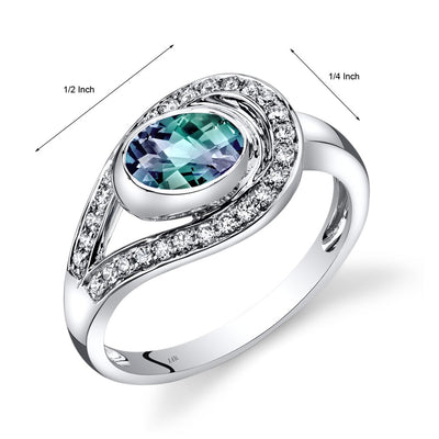 14K White Gold Created Alexandrite Diamond Infinity Ring 1.22 Carats Total