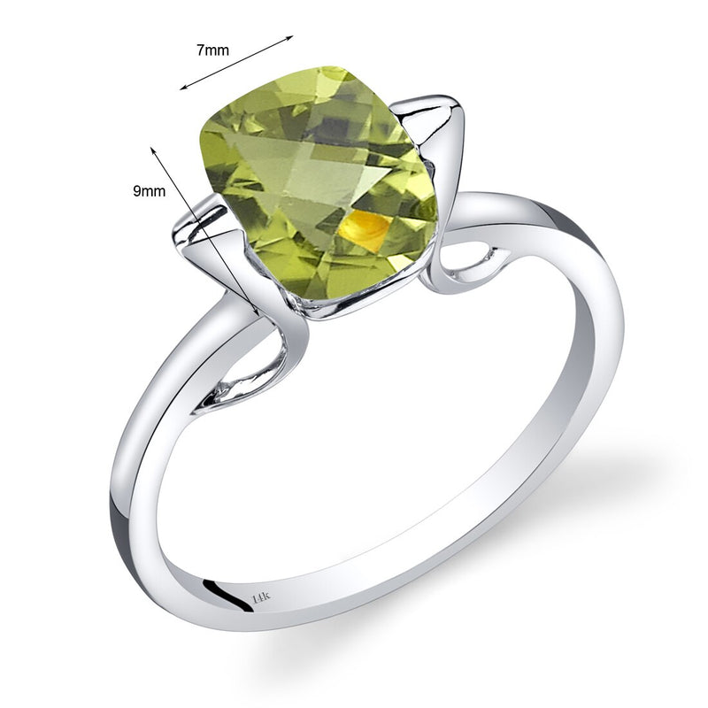 14K White Gold Peridot Minmalistic Solitaire Ring  2 Carats R62634