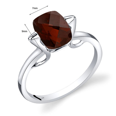 14K White Gold Garnet Minimalistic Solitaire Ring 2.5 Carats