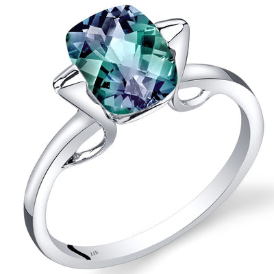 14K White Gold Created Alexandrite Minimalistic Solitaire Ring 2.5 Carats