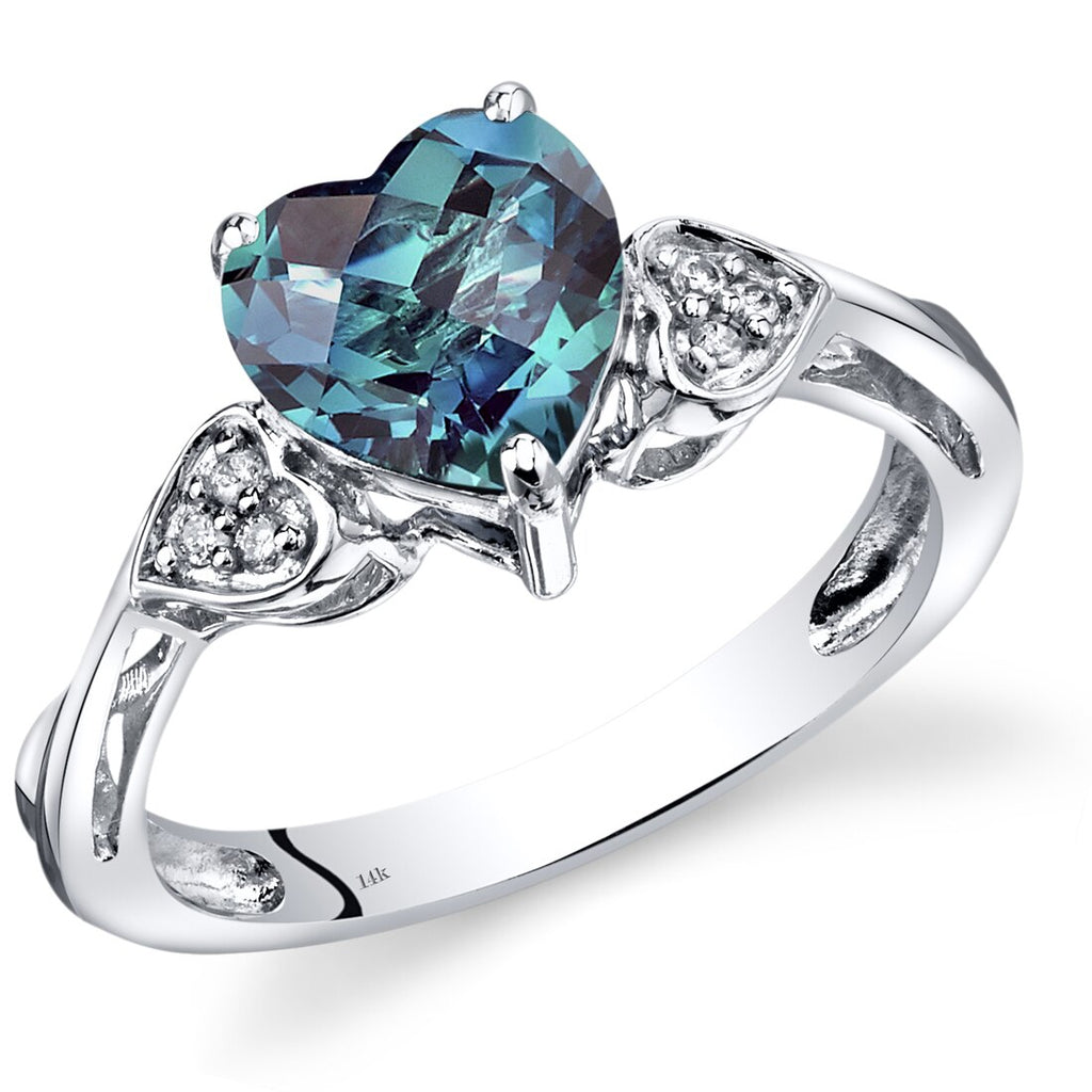 Alexandrite Diamond Ring 14K White Gold Heart | R62732 | Peora