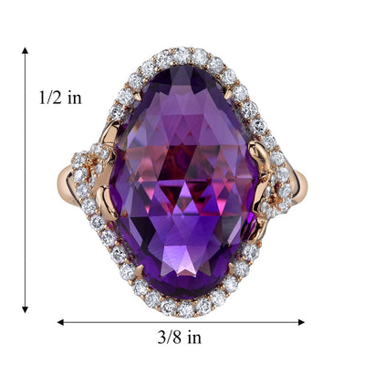 12.50 carats Amethyst Diamond Empress Ring 14K Rose Gold