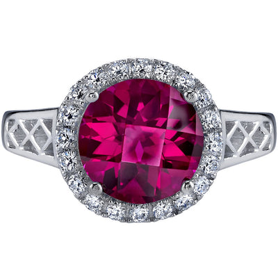 14K White Gold Created Ruby Galleria Ring 2.50 Carats Sizes 5-9