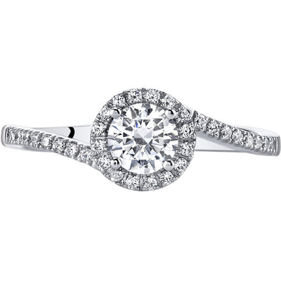 14K White Gold Bypass Style Engagement Ring Sizes 4-10